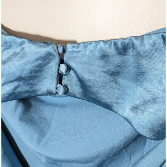 Showpo Charlita Steel Blue Maxi Dress Strapless Cowl Back Satin Dress Size 4 - Picture 8 of 11